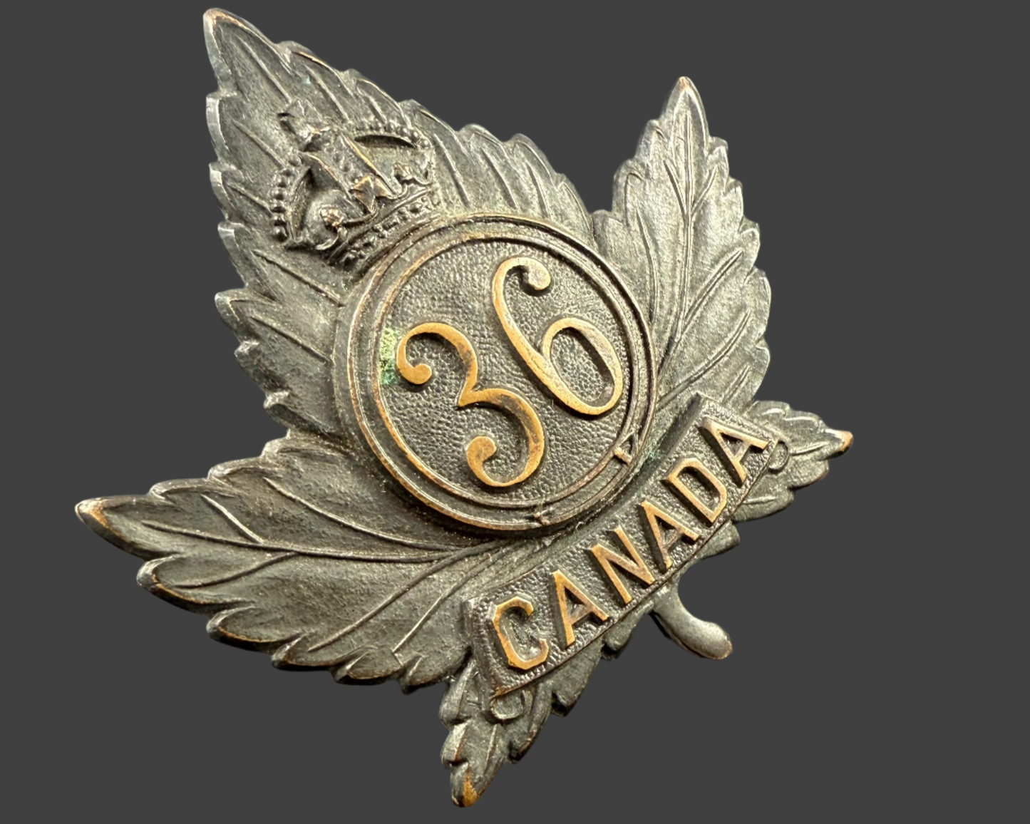 WWI - CEF Cap Badge - 36th Canadian Infantry Battalion (Hamilton) - Officer - Lees