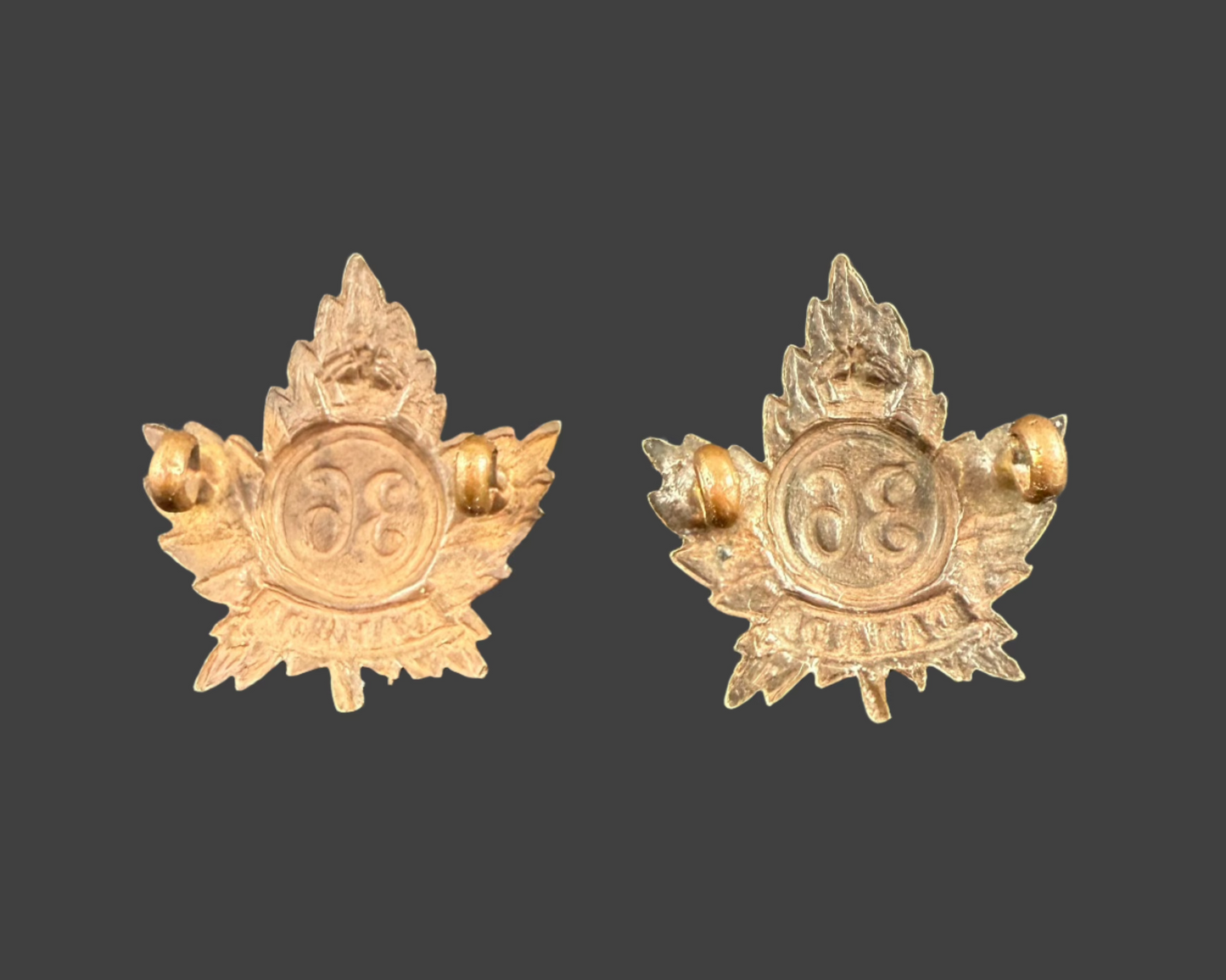 WWI - CEF Collar Badges - 36th Canadian Infantry Battalion (Hamilton)
