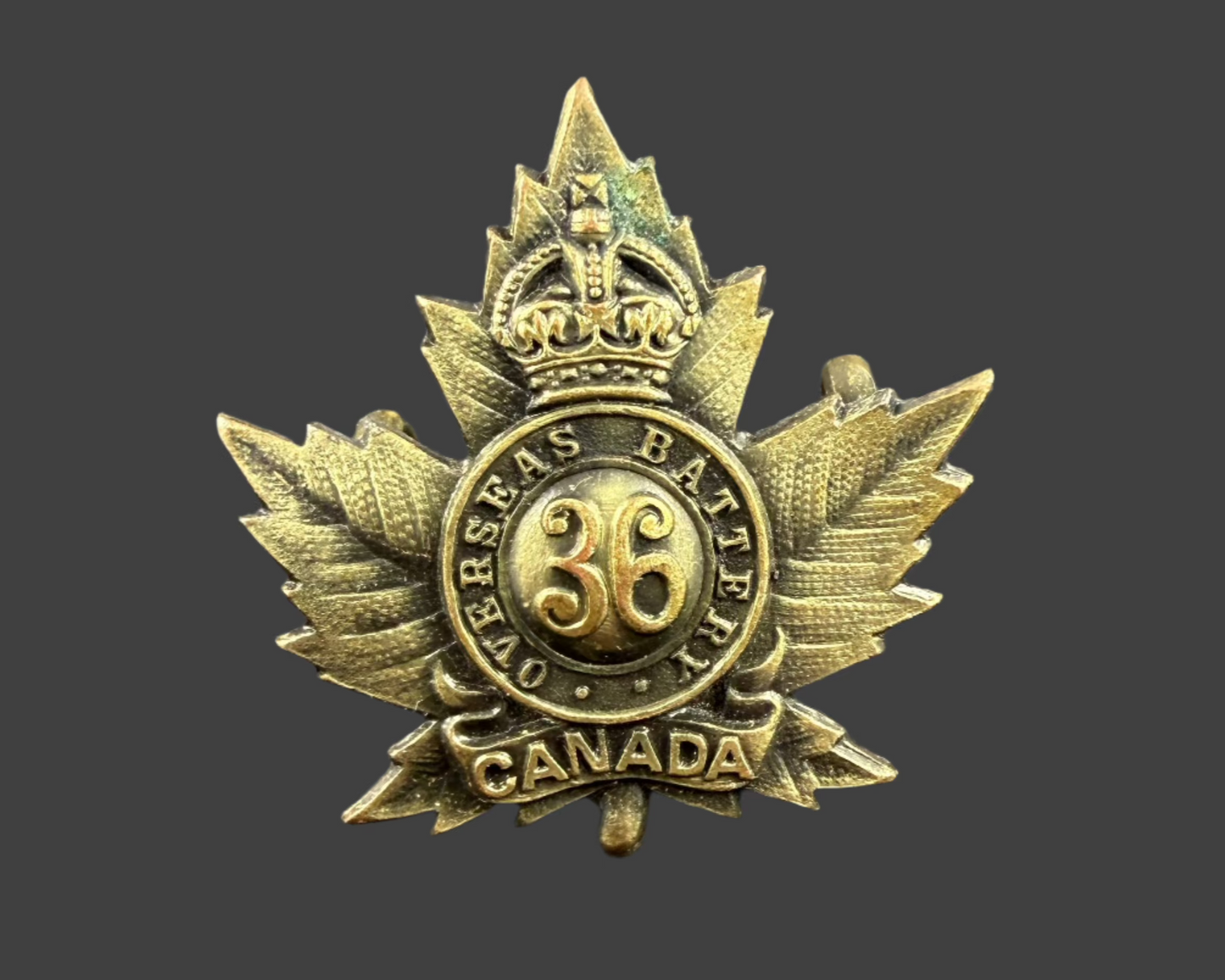 WWI - CEF Collar Badge - 36th Battery Canadian Field Artillery (Cape Breton)