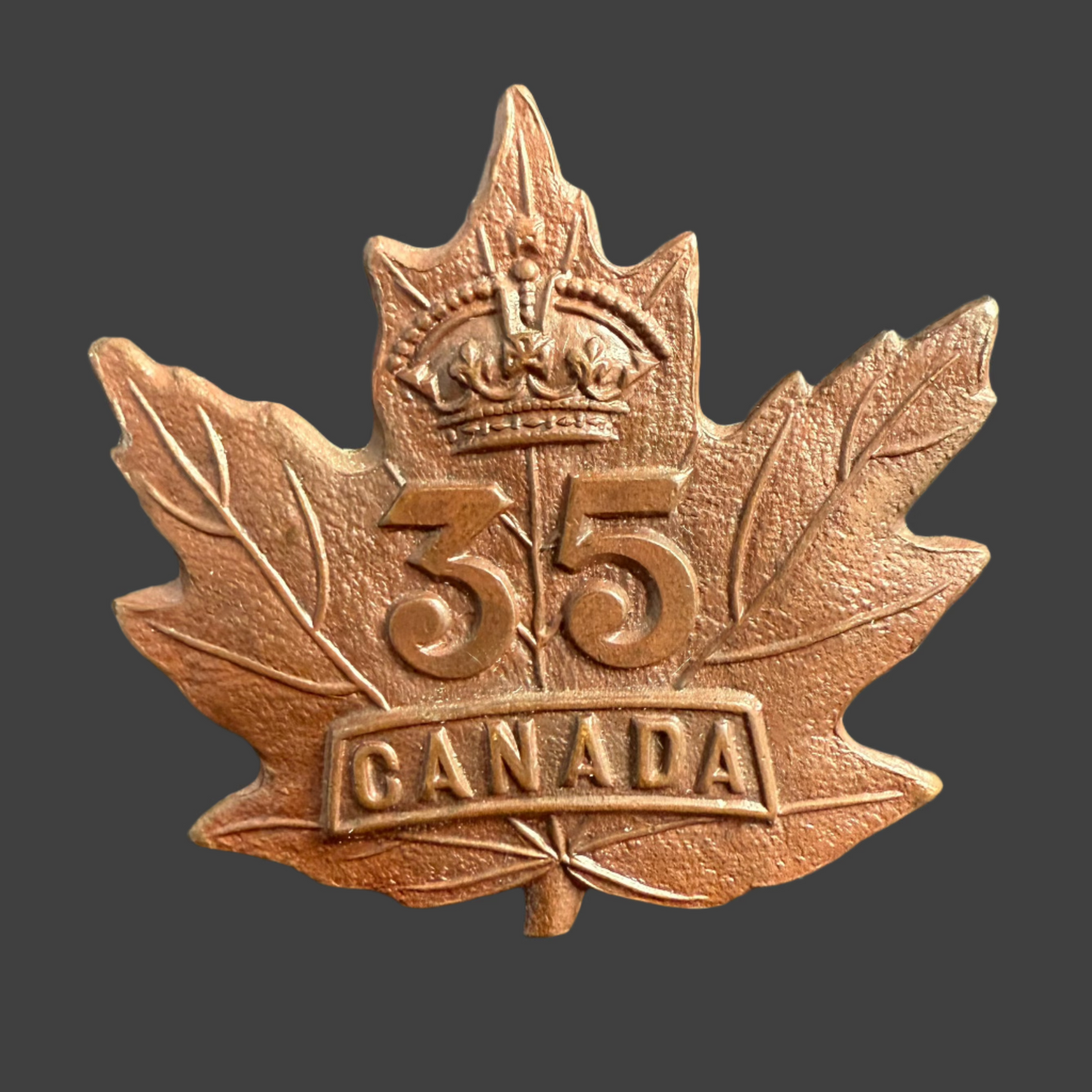 WWI - CEF Cap Badge - 35th Canadian Infantry Battalion (Toronto) - Tiptaft