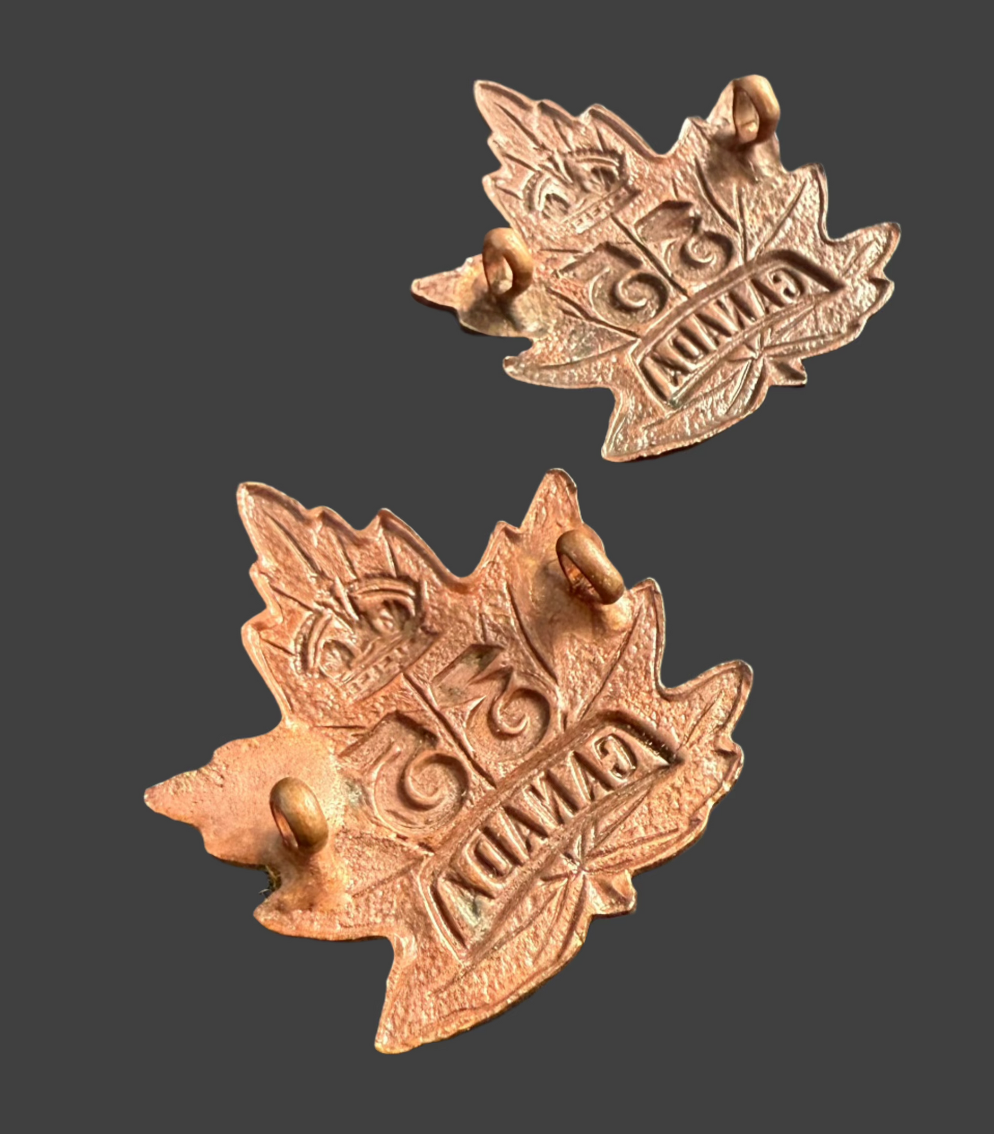 WWI - CEF Collar Badges - 35th Canadian Infantry Battalion (Toronto) - Tiptaft