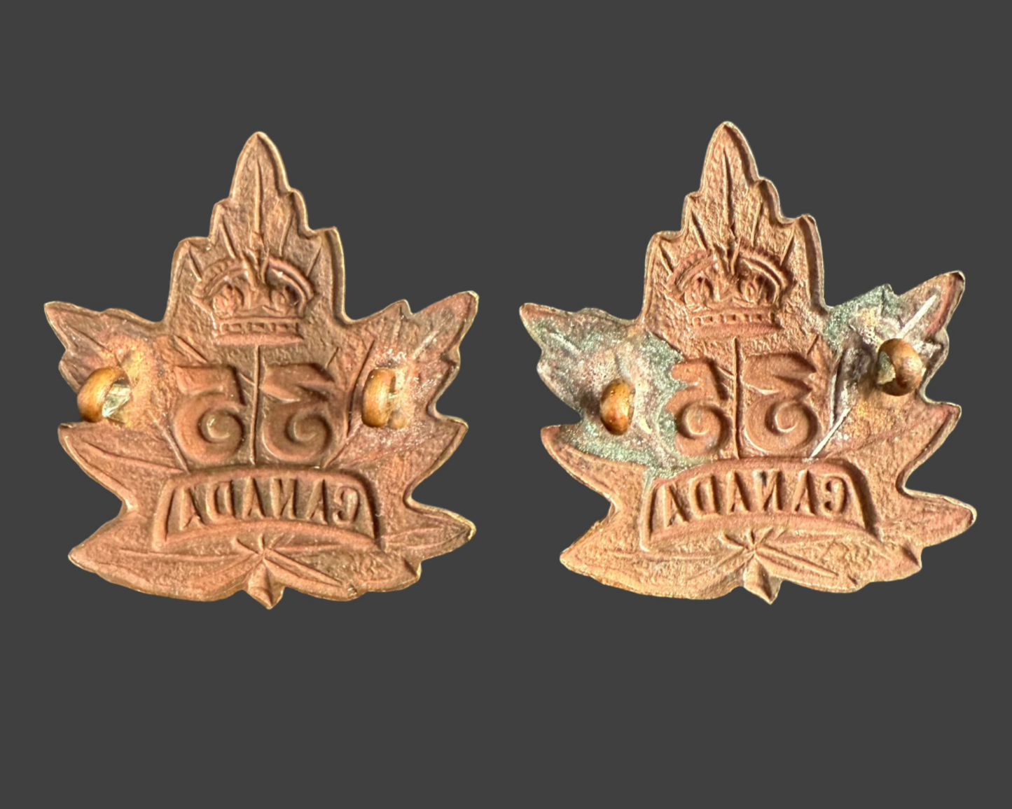 WWI - CEF Collar Badges - 35th Canadian Infantry Battalion (Toronto) - Ellis