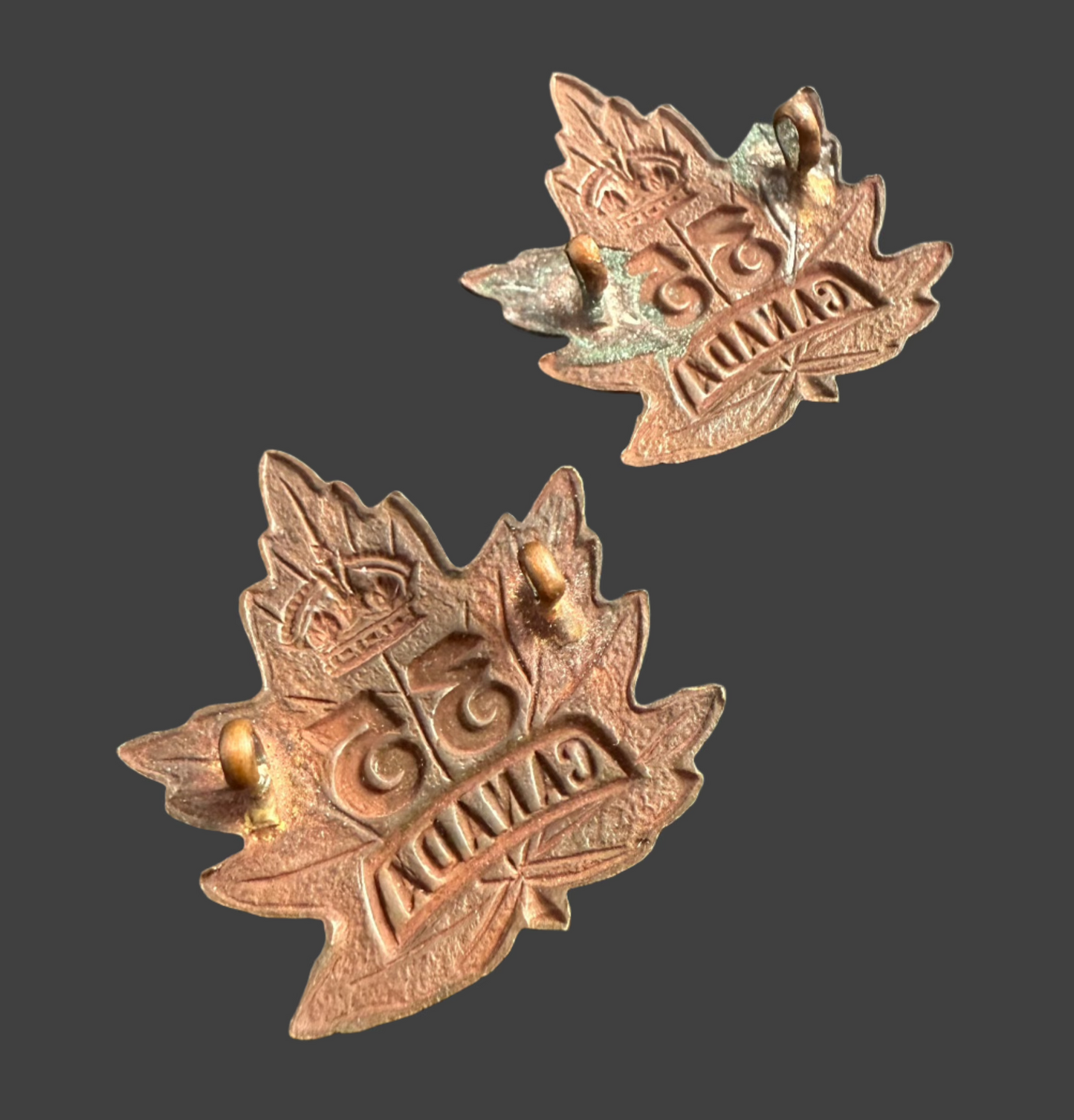WWI - CEF Collar Badges - 35th Canadian Infantry Battalion (Toronto) - Ellis