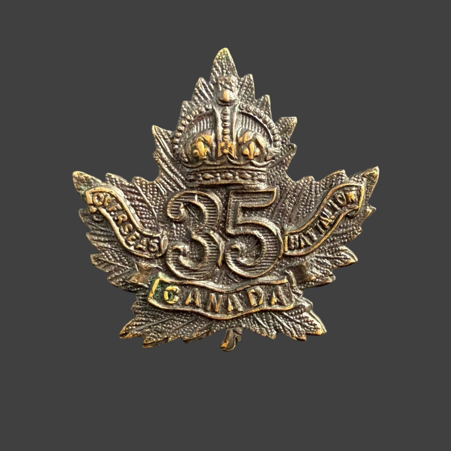 WWI - CEF Collar Badge - 35th Canadian Infantry Battalion (Toronto) - Officers'