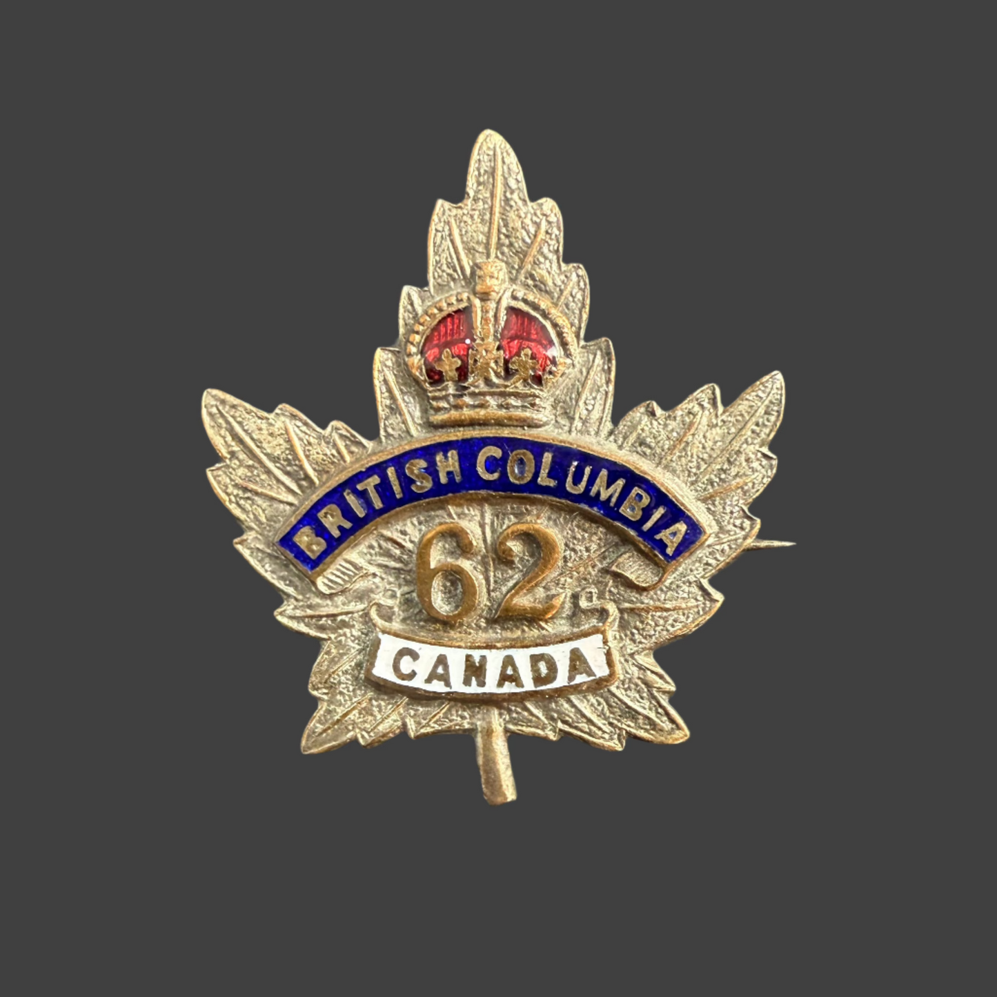 WWI - CEF Sweetheart Pin - 62nd Canadian Infantry Battalion (British Columbia)