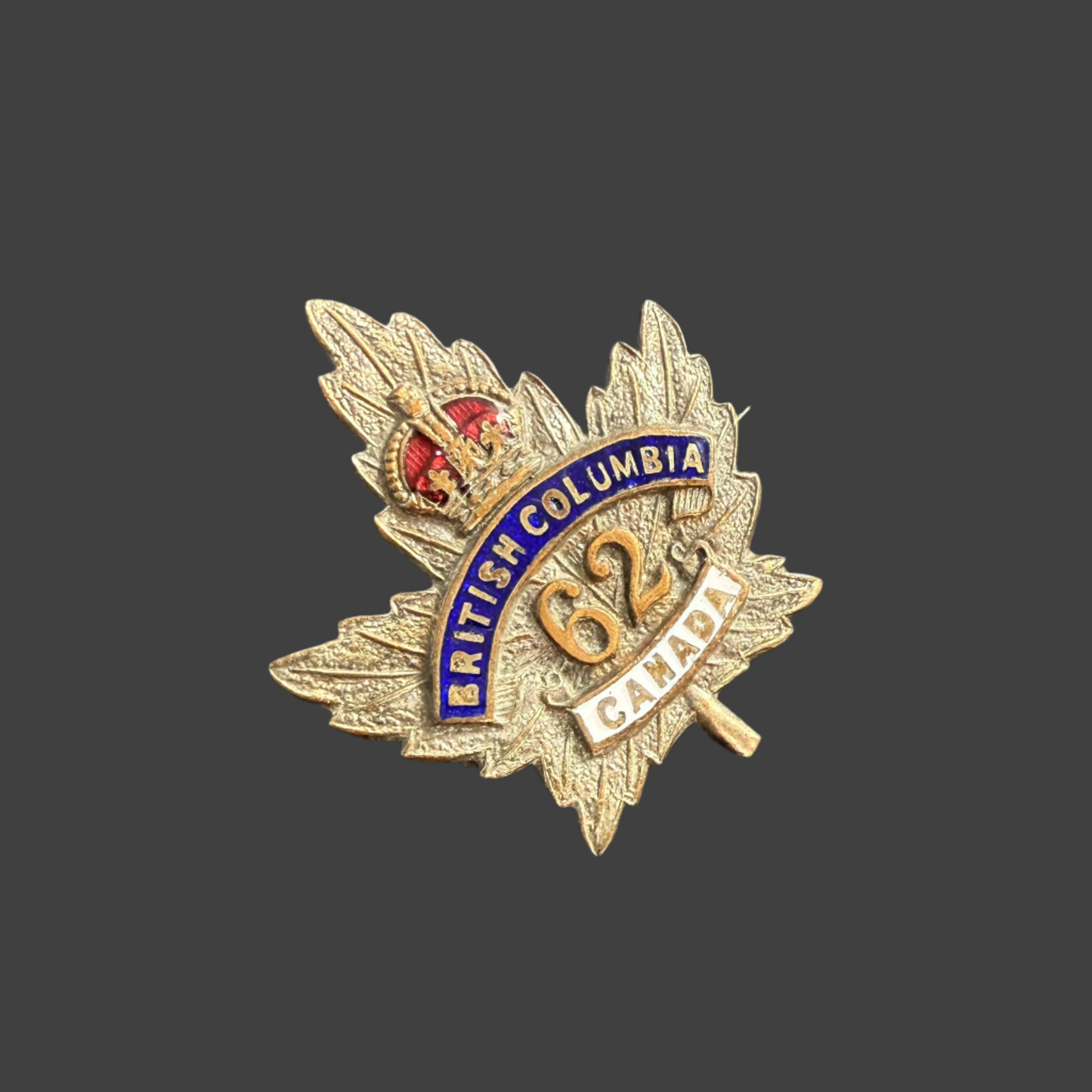 WWI - CEF Sweetheart Pin - 62nd Canadian Infantry Battalion (British Columbia)