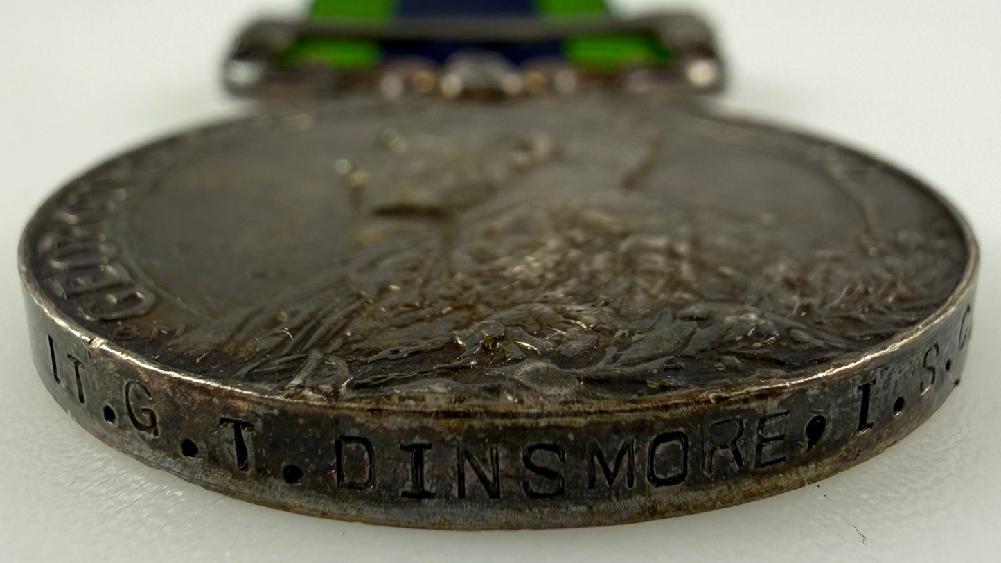 British – Post-WWI – India General Service Medal – Officer – 19th Hyderabad Regiment / Royal Indian Army Service Corps – Dinsmore