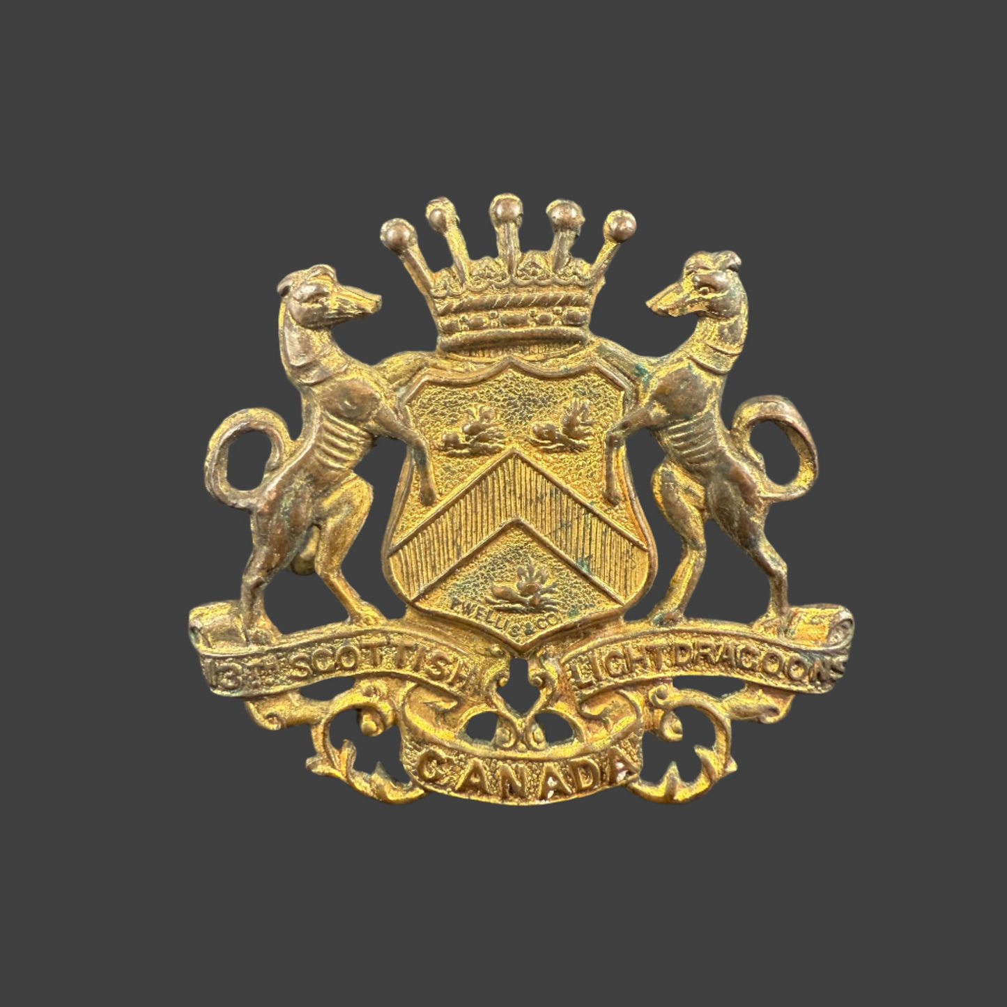 Pre-WWI - Canada - 13th Scottish Light Dragoons Officers' Collar Badge Circa 1910