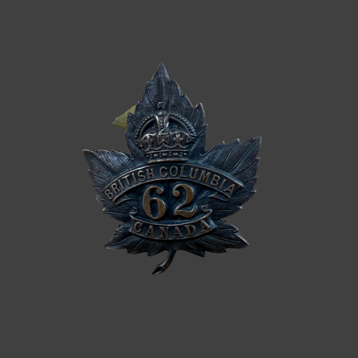 WWI - CEF Collar Badge - 62nd Canadian Infantry Battalion (British Columbia) - Allan