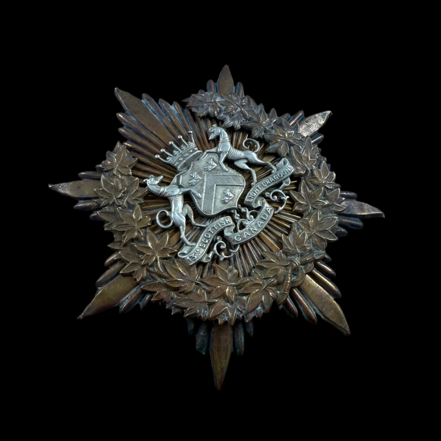 Pre-WWI - Canada - 13th Scottish Light Dragoons Helmet Plate Circa 1906