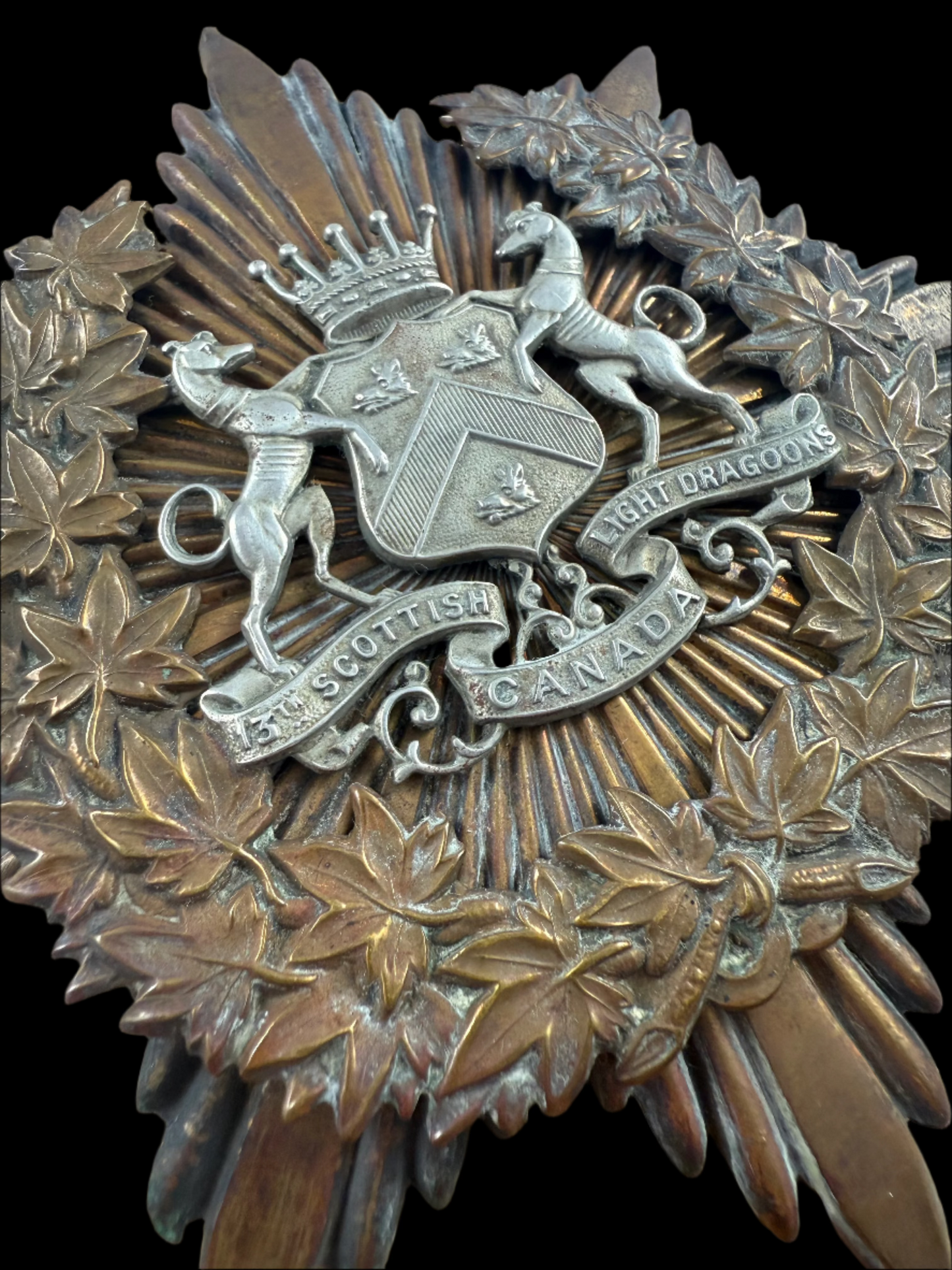 Pre-WWI - Canada - 13th Scottish Light Dragoons Helmet Plate Circa 1906