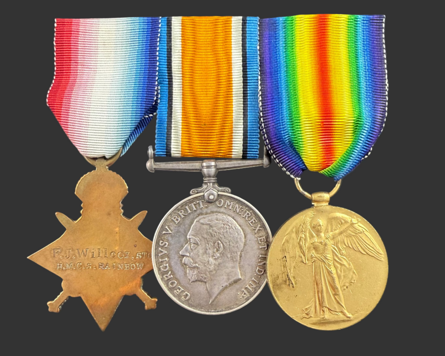 Canadian - WWI - 1914-15 Medal Trio to Royal Canadian Navy - HMCS Rainbow - Willcox
