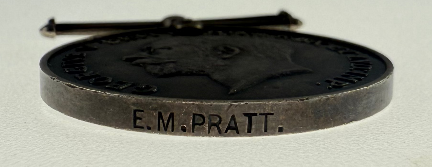 WWI British War Medal - American Nurse - Harvard Medical Unit - Pratt