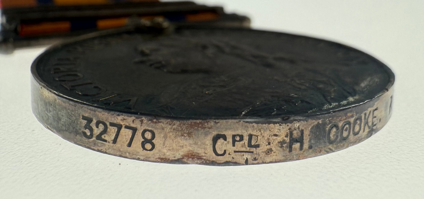 Queen's South Africa Medal - Royal Field Artillery - Mentioned in Despatches & Wounded - Cooke