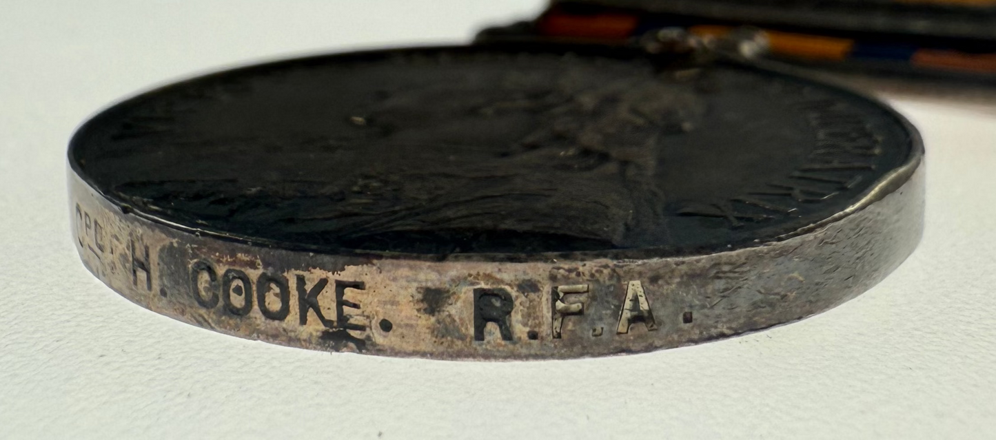 Queen's South Africa Medal - Royal Field Artillery - Mentioned in Despatches & Wounded - Cooke
