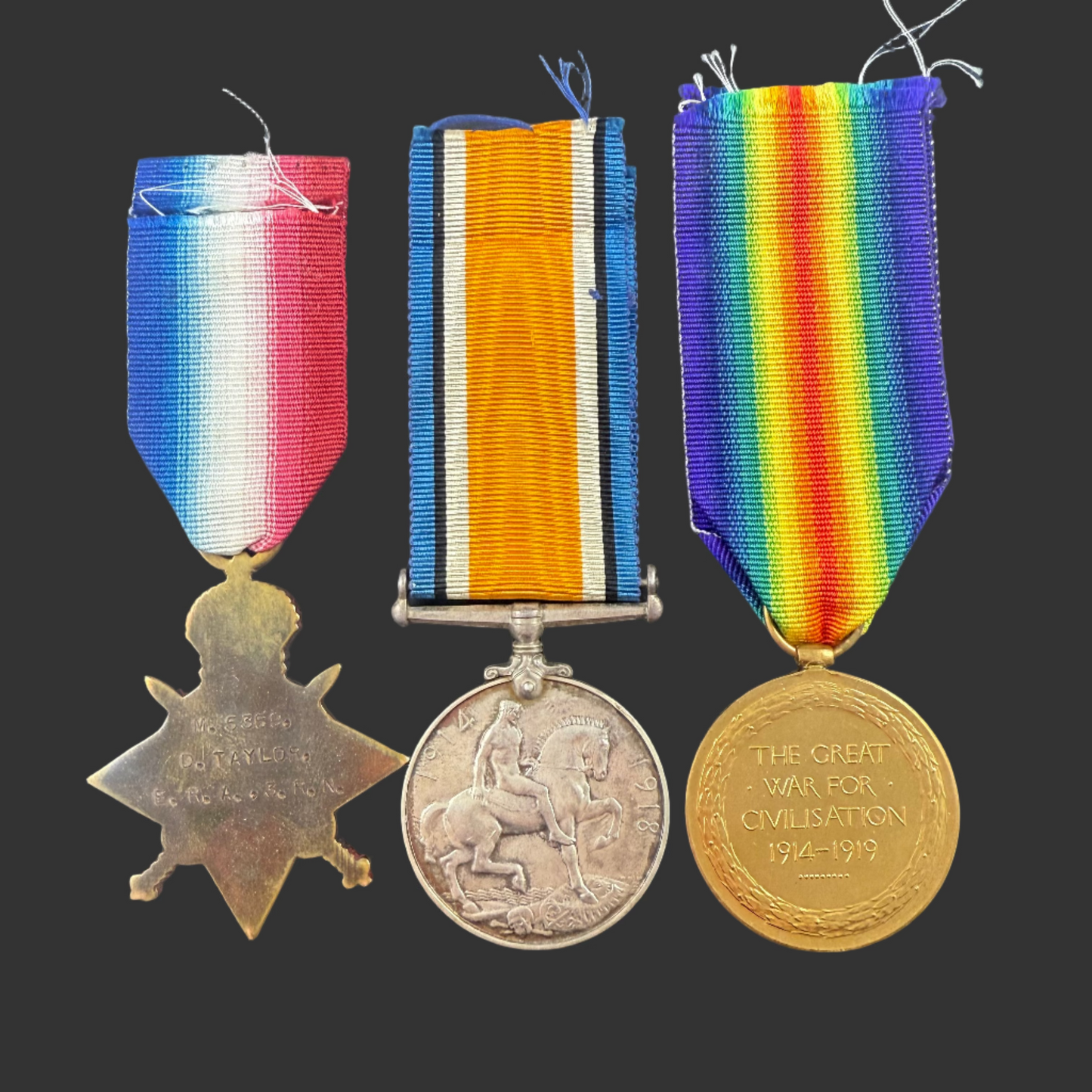WWI - 1914-15 Medal Trio to Royal Navy - Submariner - HMS J5 - Taylor