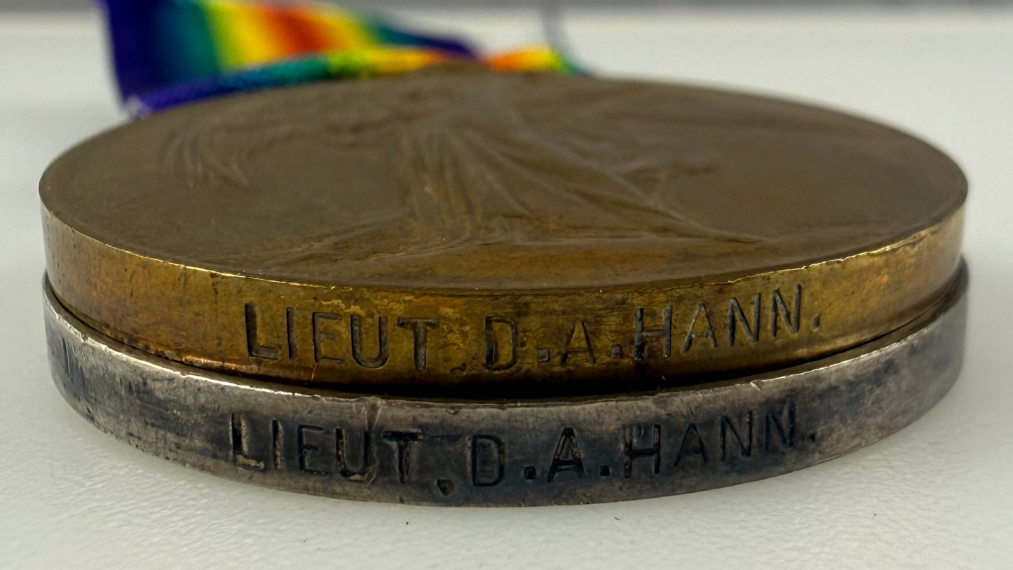 British - WWI - 1914-15 Medal Trio to South Lancashire Regiment - Officer - Hann