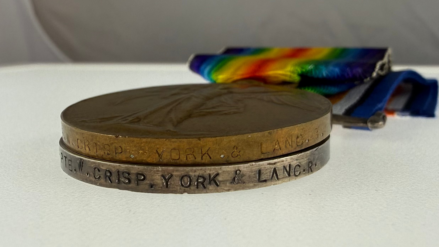 British - WWI - 1914 Star Medal Trio to 2nd Battalion York and Lancaster Regiment - WIA - Crisp