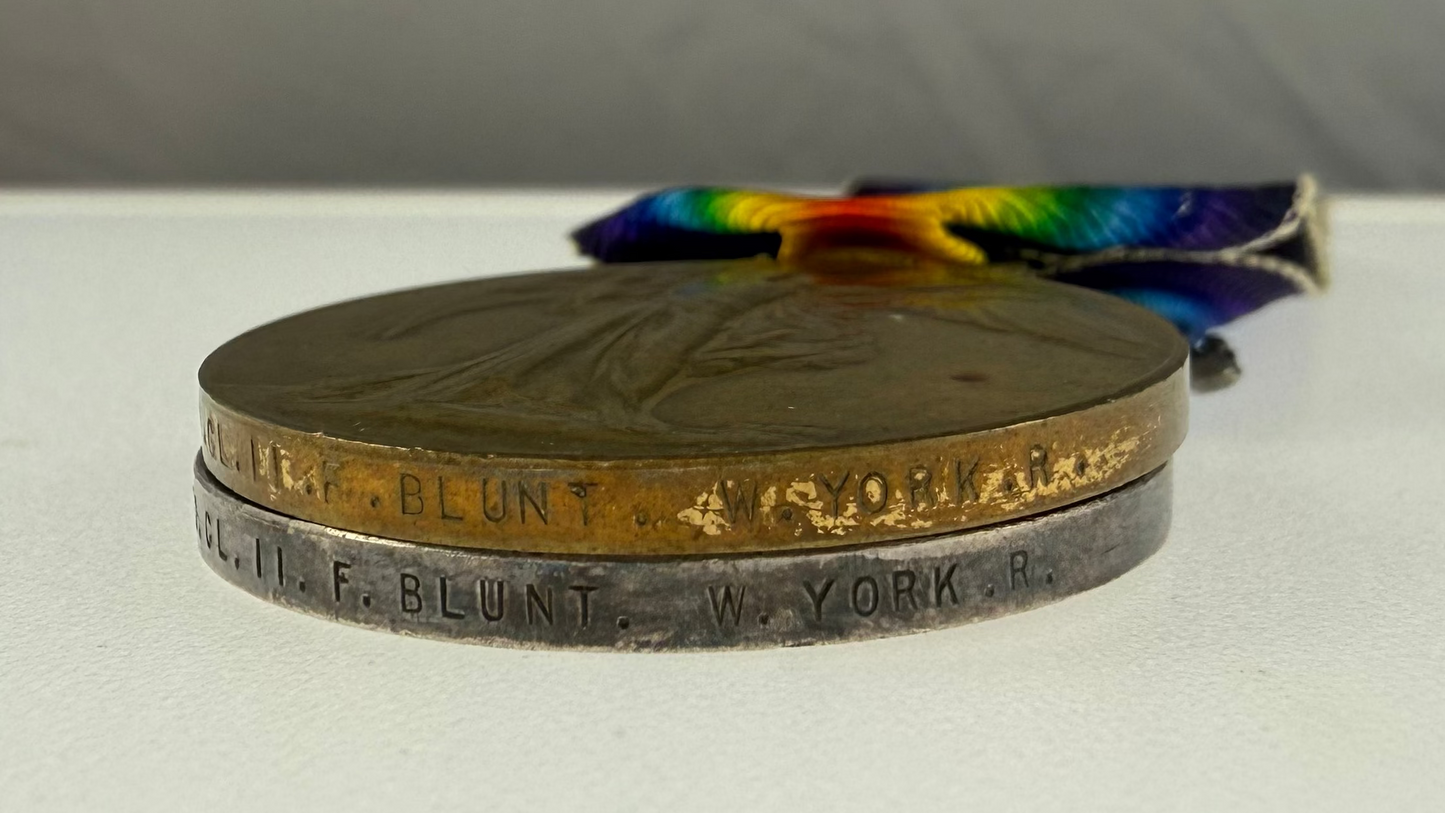 British - WWI - 1914 Star Medal Trio to 1st West Yorkshire Regiment - Distinguished Conduct Medal Recipient- Blunt