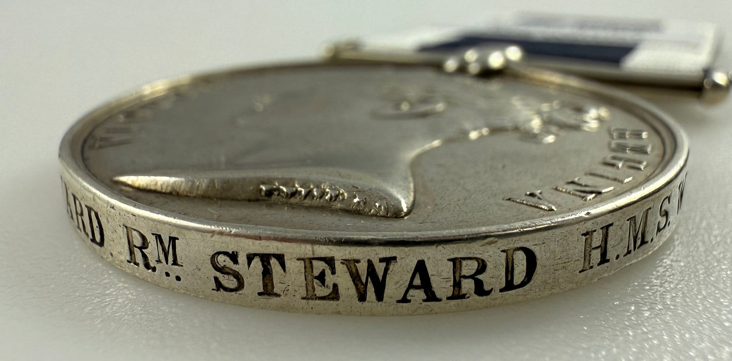 Victorian - Royal Navy Long Service and Good Conduct Medal - HMS Warrior - Clarke
