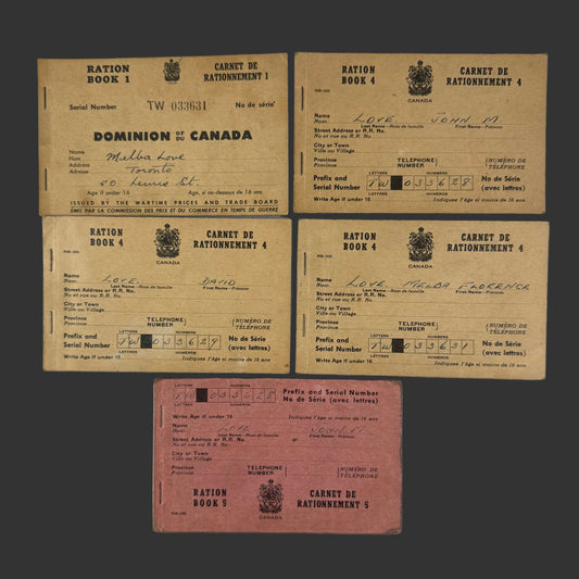 Canadian - WWII - Collection of Ration Books - Love Family - Toronto