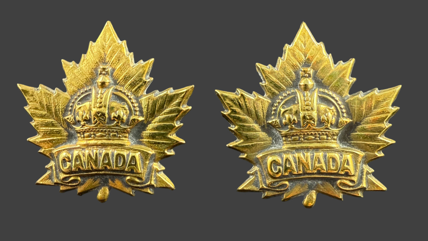 WWI - CEF Collar Badges - General List / Royal Canadian Naval Air Service / Siberian Expeditionary Force