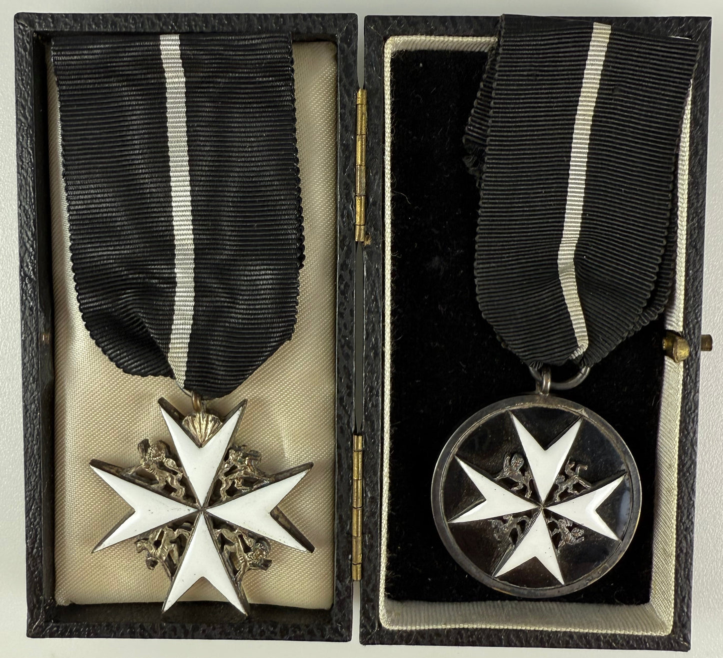 Canadian/British - WWI/WWII - Order of St John - Officer and Serving Brother Insignia - Non-Christian Ribbon - With Document and Case