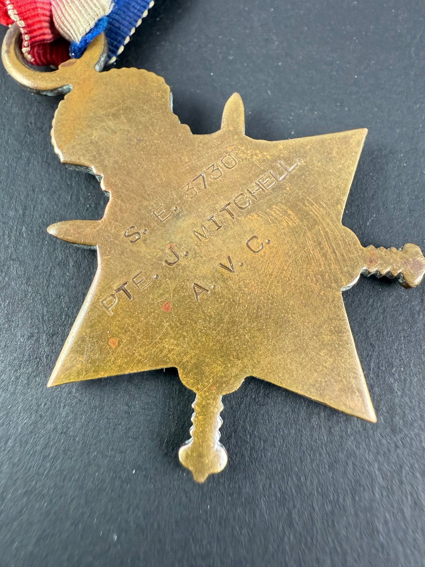 British - WWI - 1914-15 Medal Trio to Royal West Kent Regiment / Rifle Brigade (London Regiment)  / Army Veterinary Corps - Wounded - Mitchell