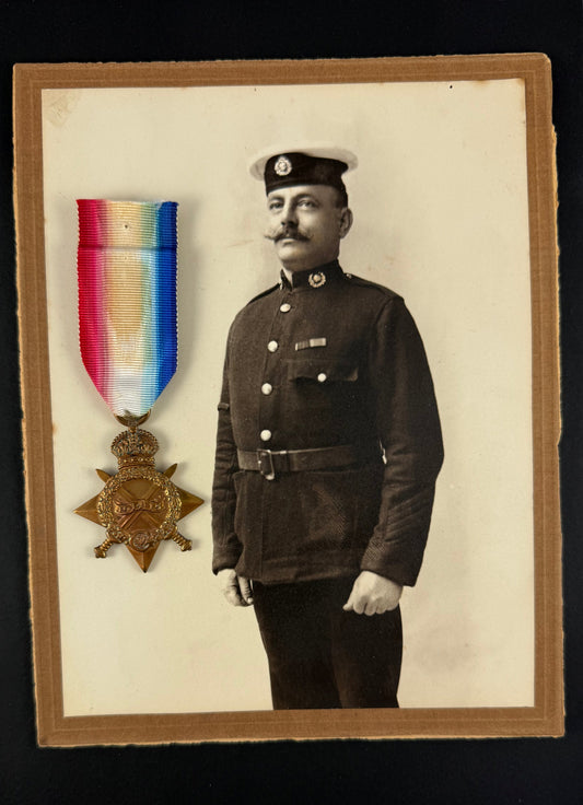 British - Pre/WWI - Collection of Medals Photos Insignia and Paperwork to Royal Marines and other Family Items