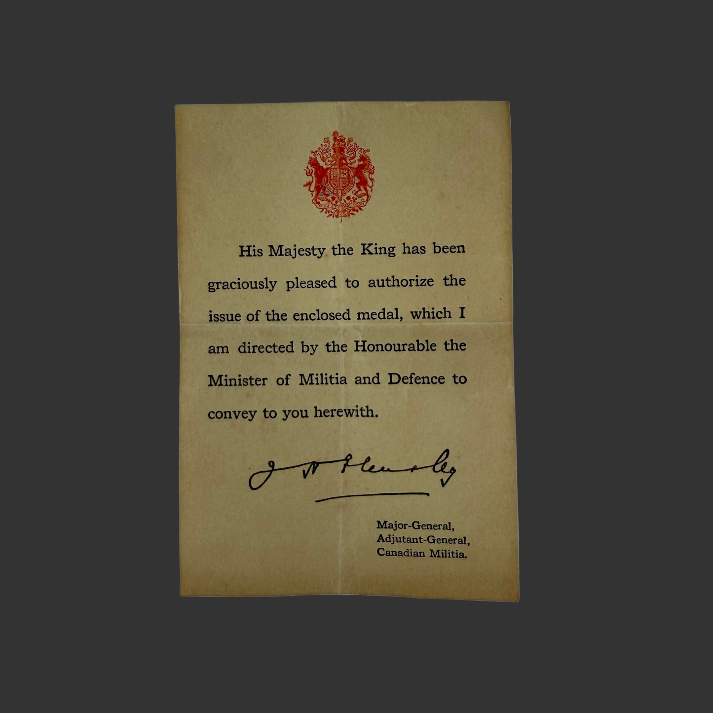 Canadian - WWI - CEF Medal Document for BWM/Victory Medal - English Version