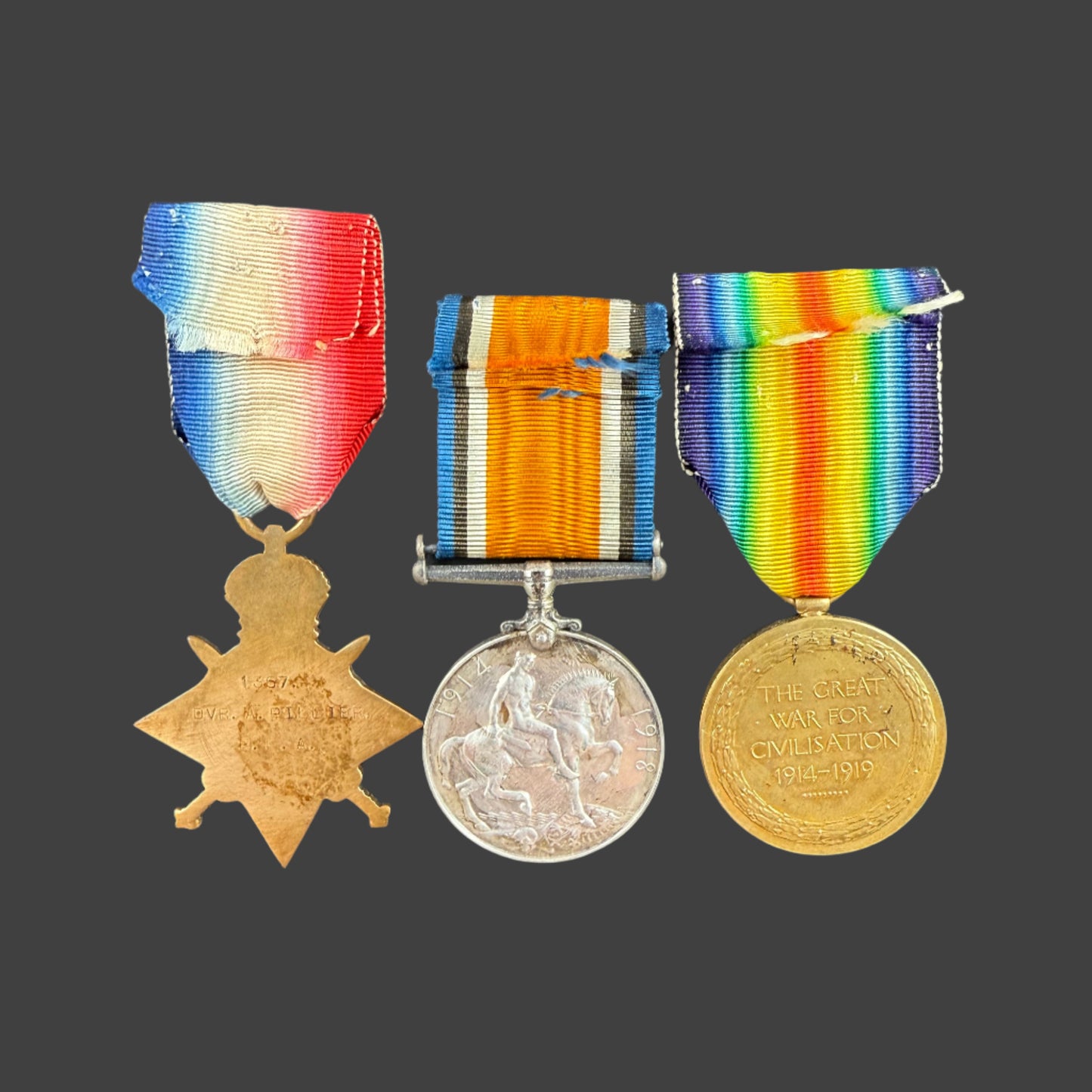 WWI - 1914-15 Medal Trio to Royal Field Artillery - Pillier