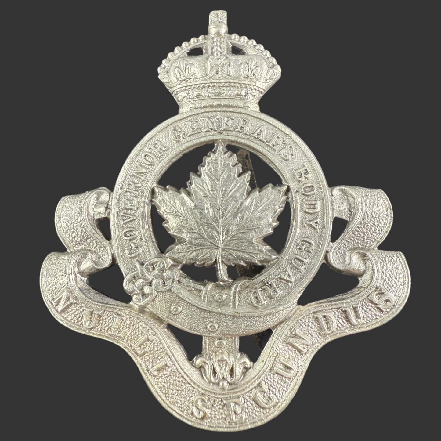 Canadian Pre-WWI - Governor General's Body Guard (GGBG) - Cap Badge - White Metal
