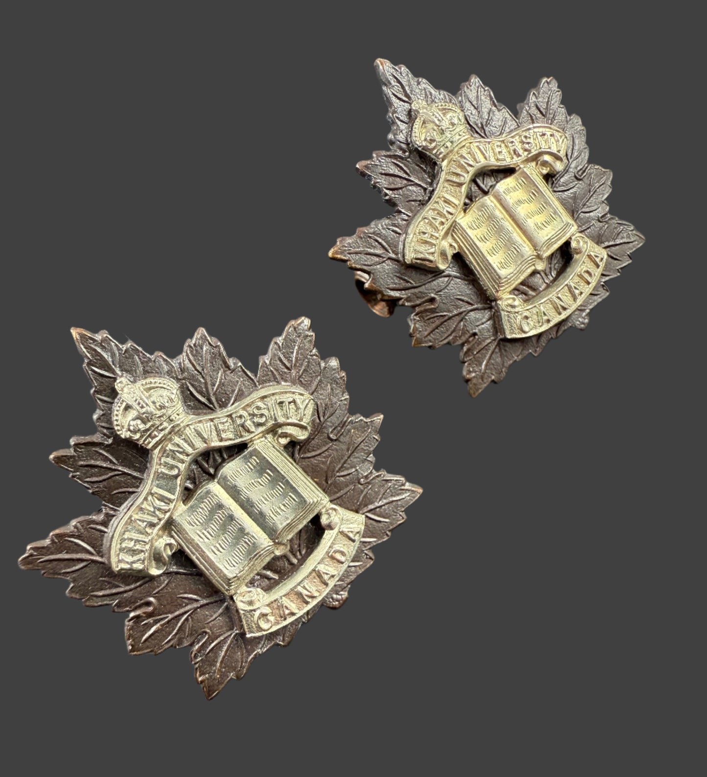 WWI - CEF Khaki University Collar Badges