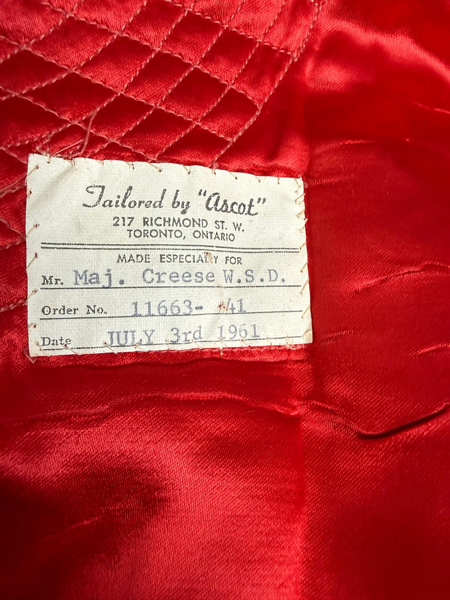 Canadian - Post-WWII - Officer Full Dress Tunic and Cross Belt - Irish Regiment of Canada - Named