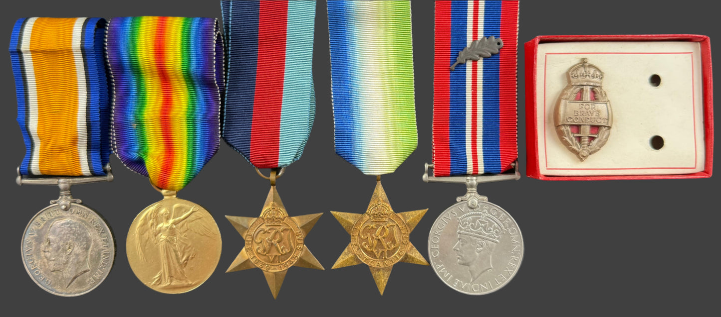 WWI / WWII - British - Merchant Navy Medal Group - King's Commendation for Brave Conduct - Williams