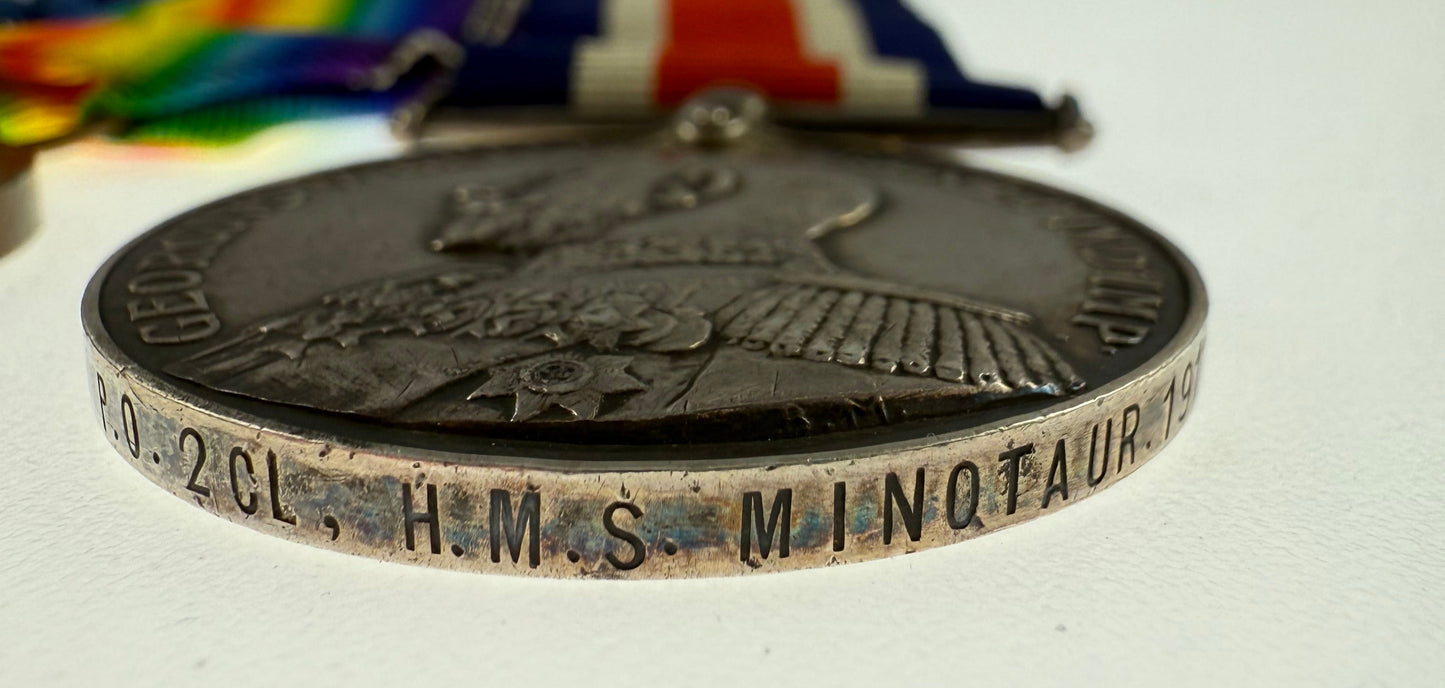 WWI Period - Royal Navy Good Shooting Medal Group of Four - HMS Minotaur - Grover
