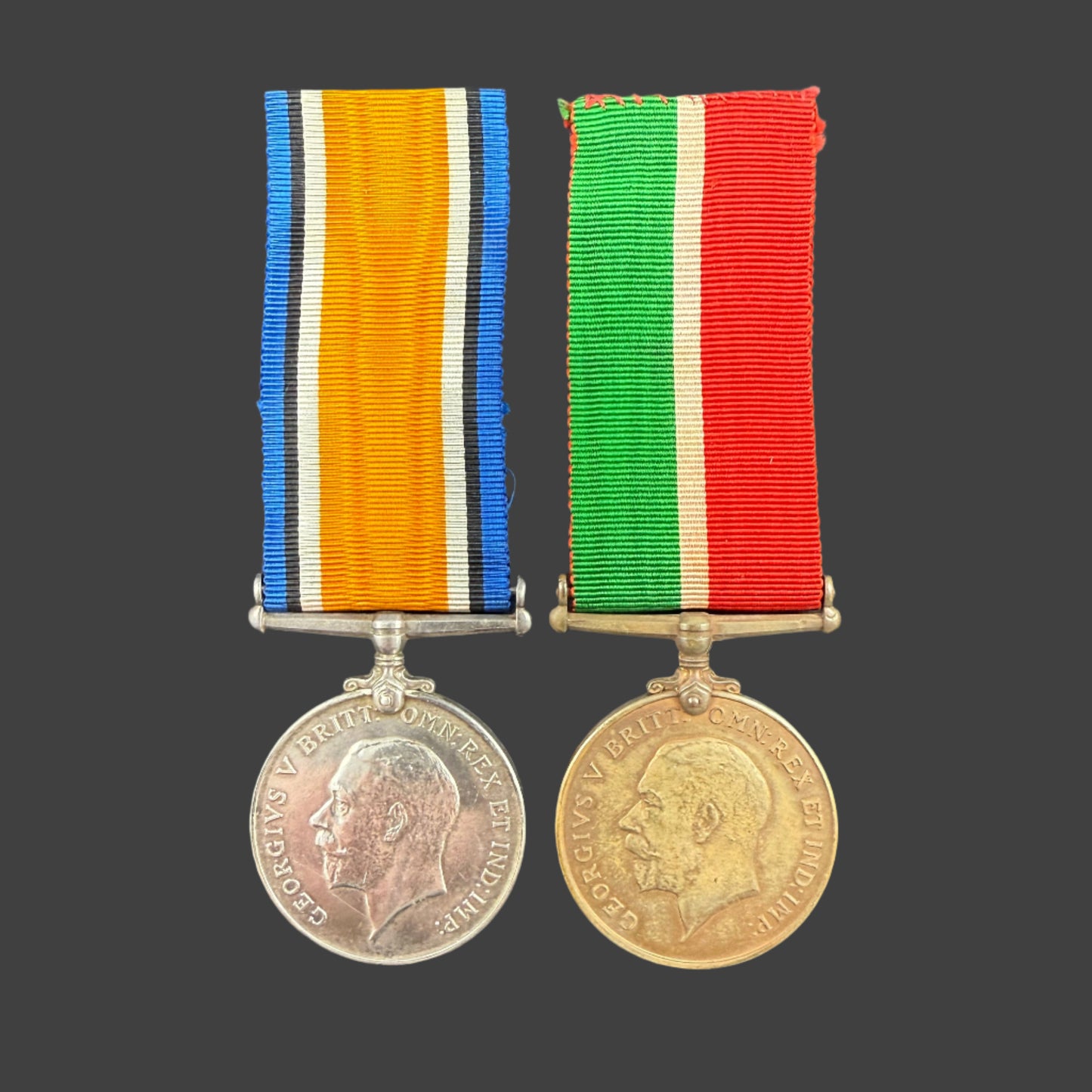 WWI Medal Pair - BWM MMWM - to Merchant Navy - Corner