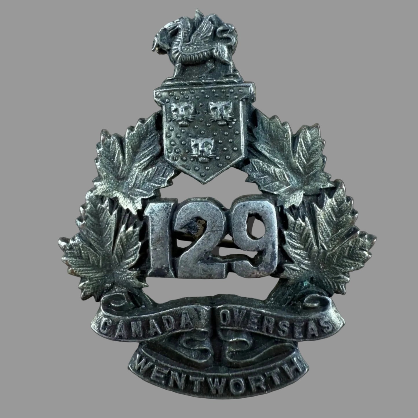 Canadian - WWI - CEF Officers' Collar Badge - 129th Canadian Infantry Battalion (Wentworth)