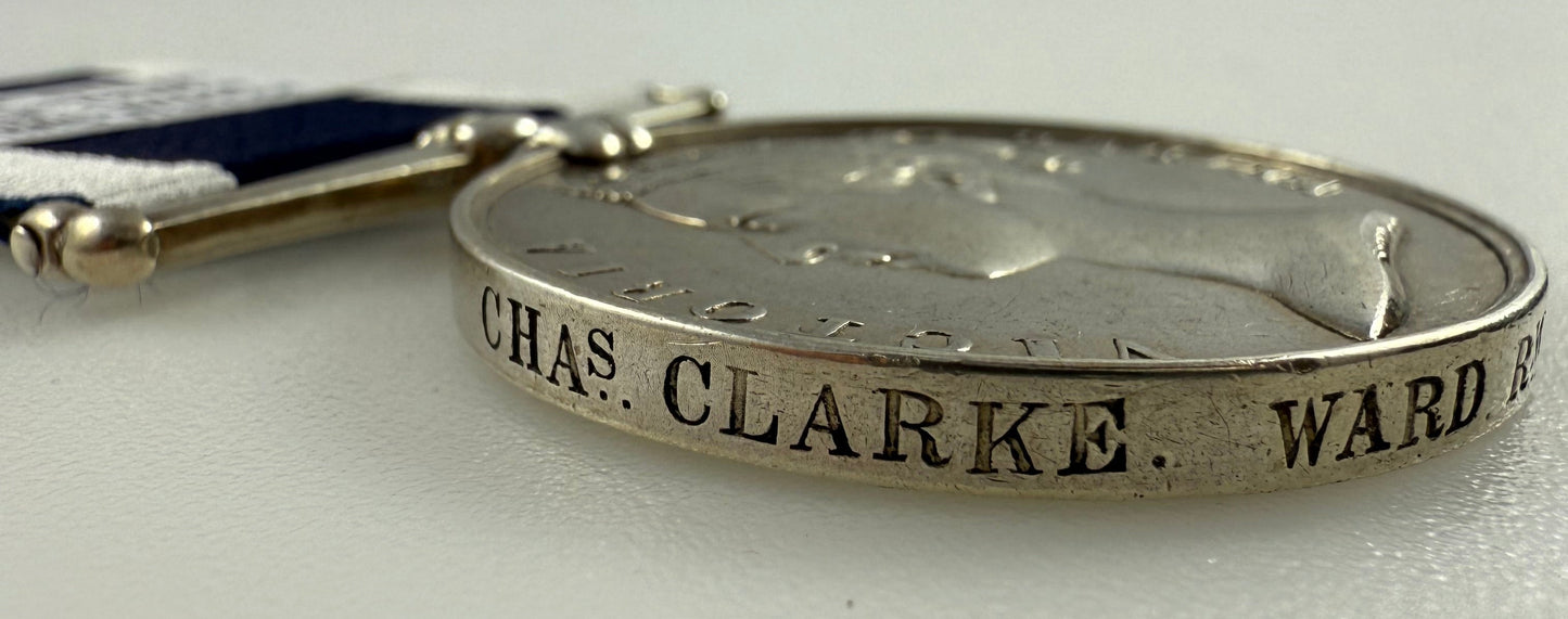 Victorian - Royal Navy Long Service and Good Conduct Medal - HMS Warrior - Clarke