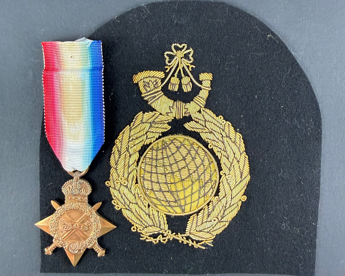 British - Pre/WWI - Collection of Medals Photos Insignia and Paperwork to Royal Marines and other Family Items