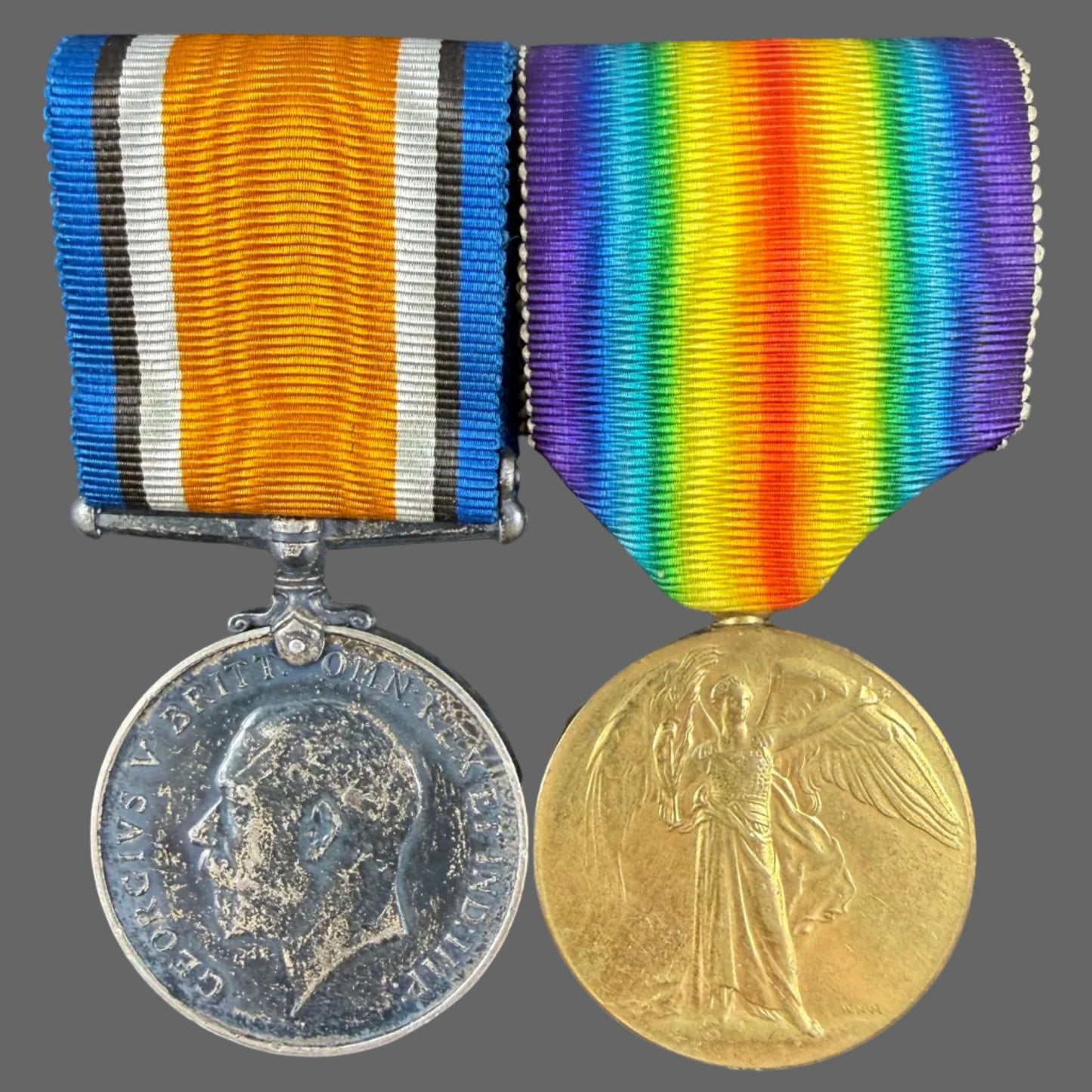 British - WWI -  Medal Pair to Officer East Lancashire Regiment - Robinson - KIA Somme 1916