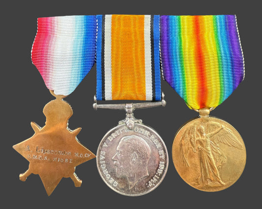 WWI - 1914-15 Medal Trio to Royal Naval Canadian Volunteer Reserve (RNCVR) - HMCS Niobe - Lipscombe