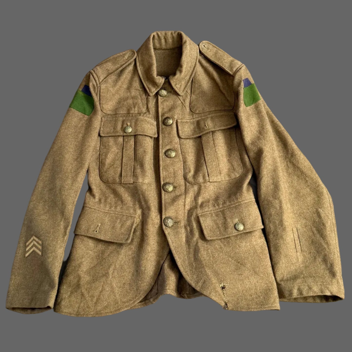 Canadian - WWI - 85th Canadian Infantry Battalion (Nova Scotia Highlanders) - Five Button Tunic - Named - Wounded Vimy Ridge