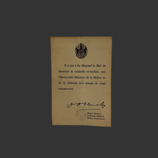 Canadian - WWI - CEF Medal Document for British War Medal / Victory Medal - French Language