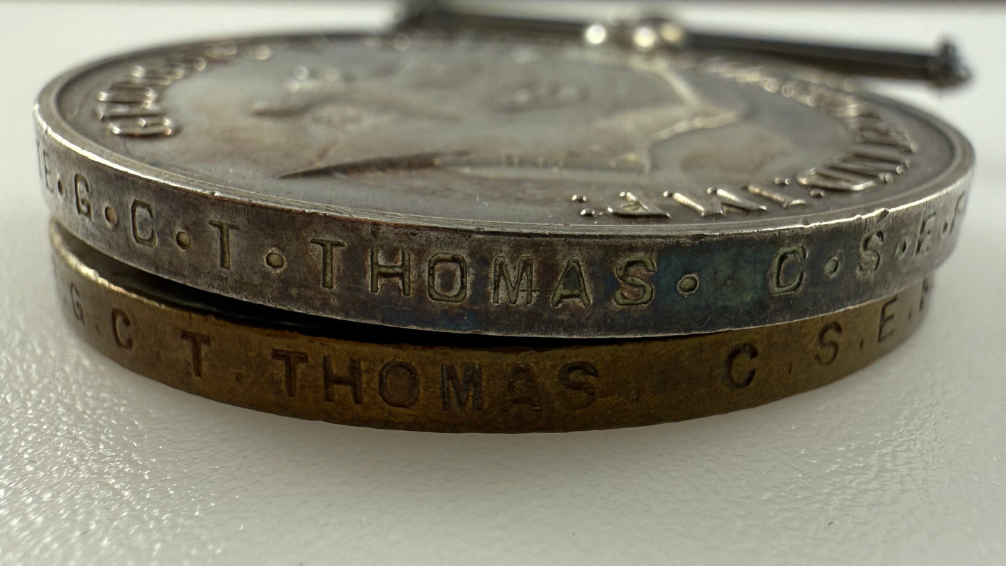 WWI Canadian - Medal Pair - Canadian Siberian Expeditionary Force (CSEF) - Thomas
