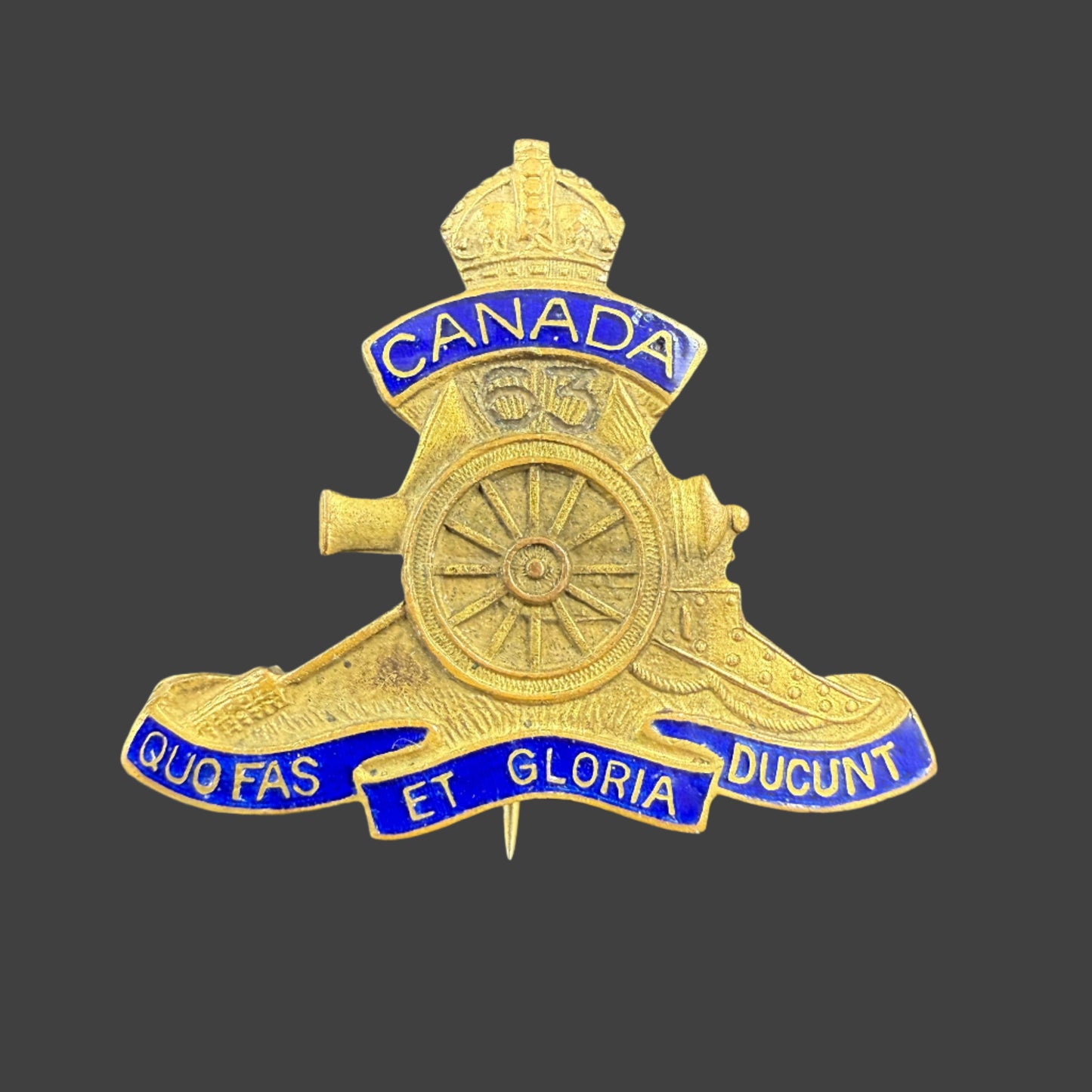 WWI - CEF Sweetheart Badge - 63rd Battery Canadian Field Artillery