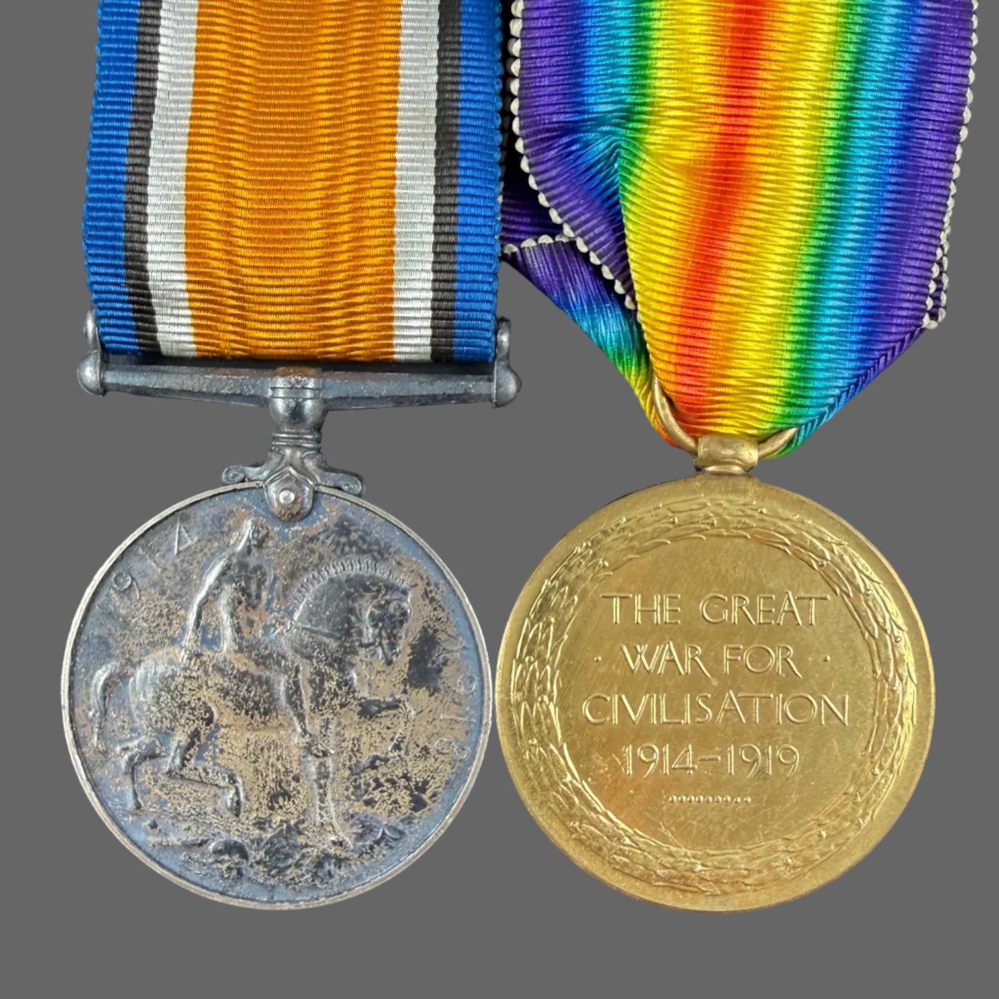 British - WWI -  Medal Pair to Officer East Lancashire Regiment - Robinson - KIA Somme 1916