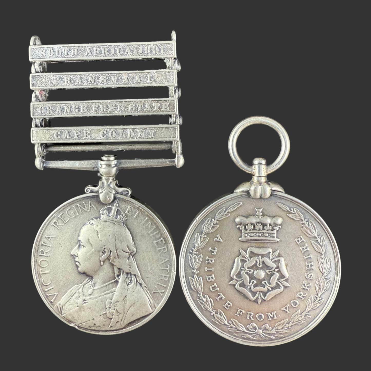 British -  Boer War - Medal Pair - Yorkshire Imperial Yeomanry - White