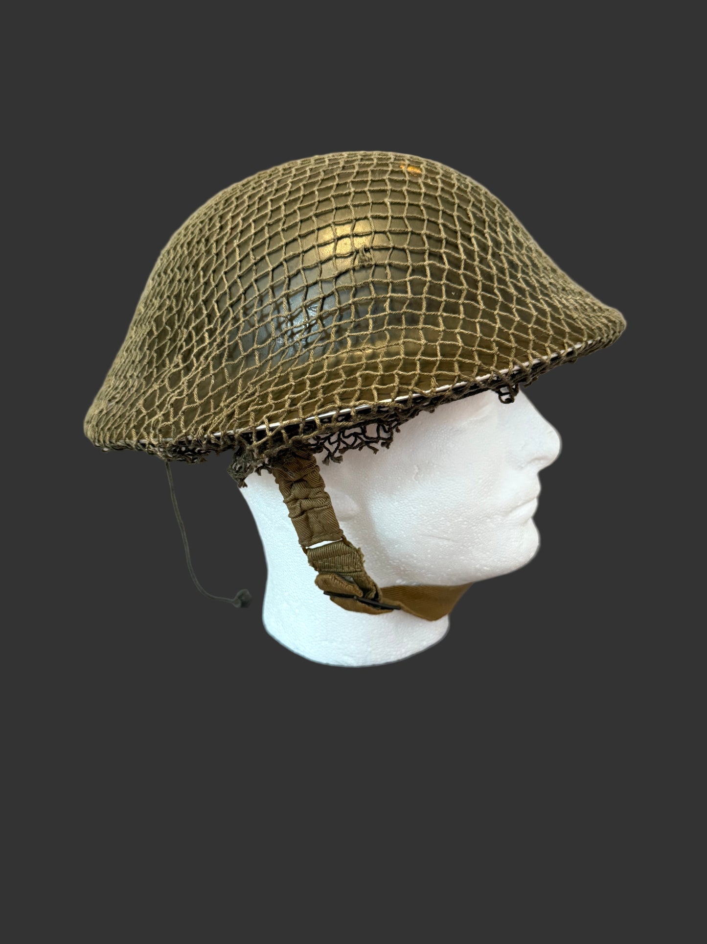 Canadian - WWII - Mark 2 Helmet with Camouflage Net - 1941 Dated