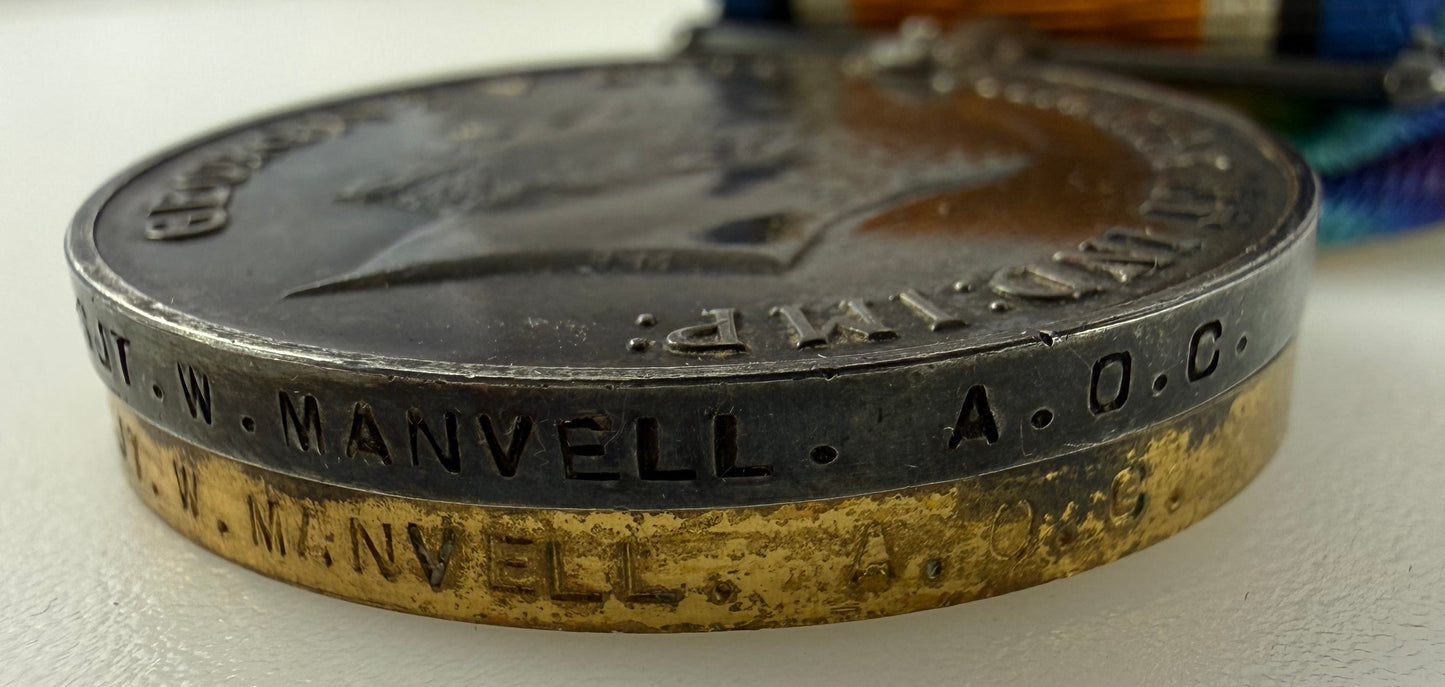British - WWI - 1914-15 Medal Trio and Meritorious Service Medal Group - Army Ordinance Corps - Manvell
